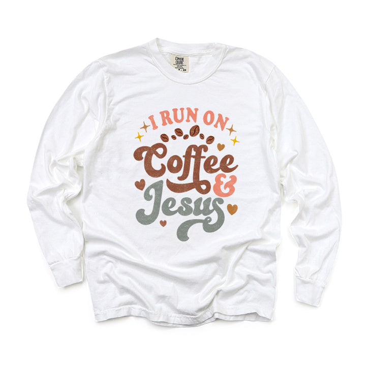 Coffee And Jesus Colorful | Garment Dyed Long Sleeve