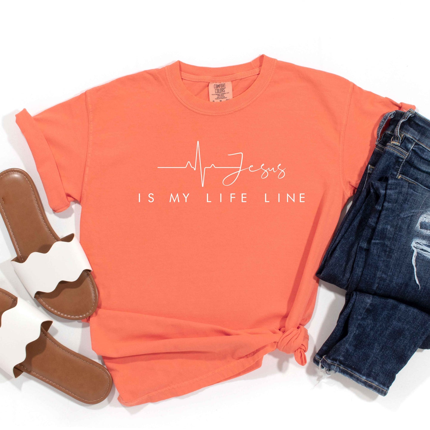 Jesus Is My Life Line | Garment Dyed Tee