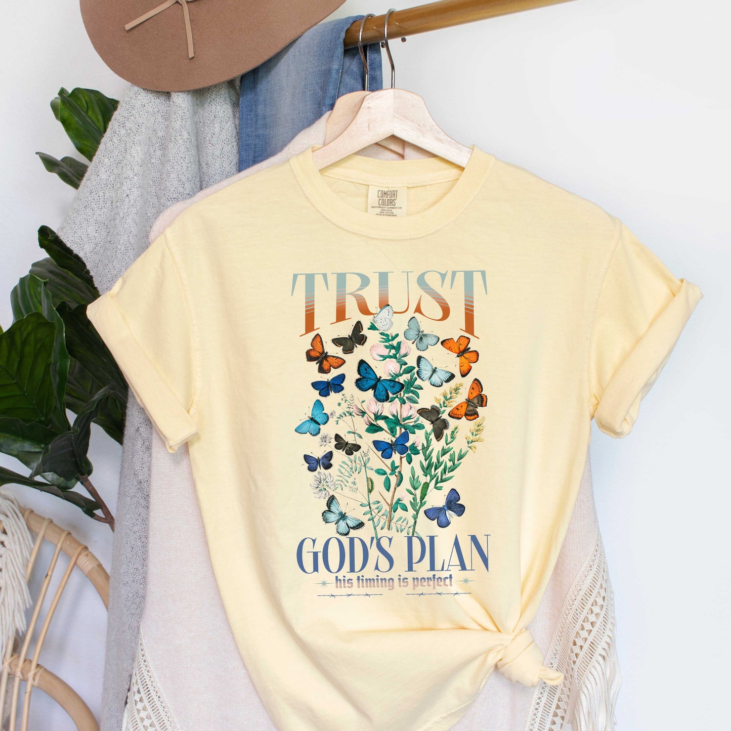 Trust God's Plan Butterflies | Garment Dyed Tee