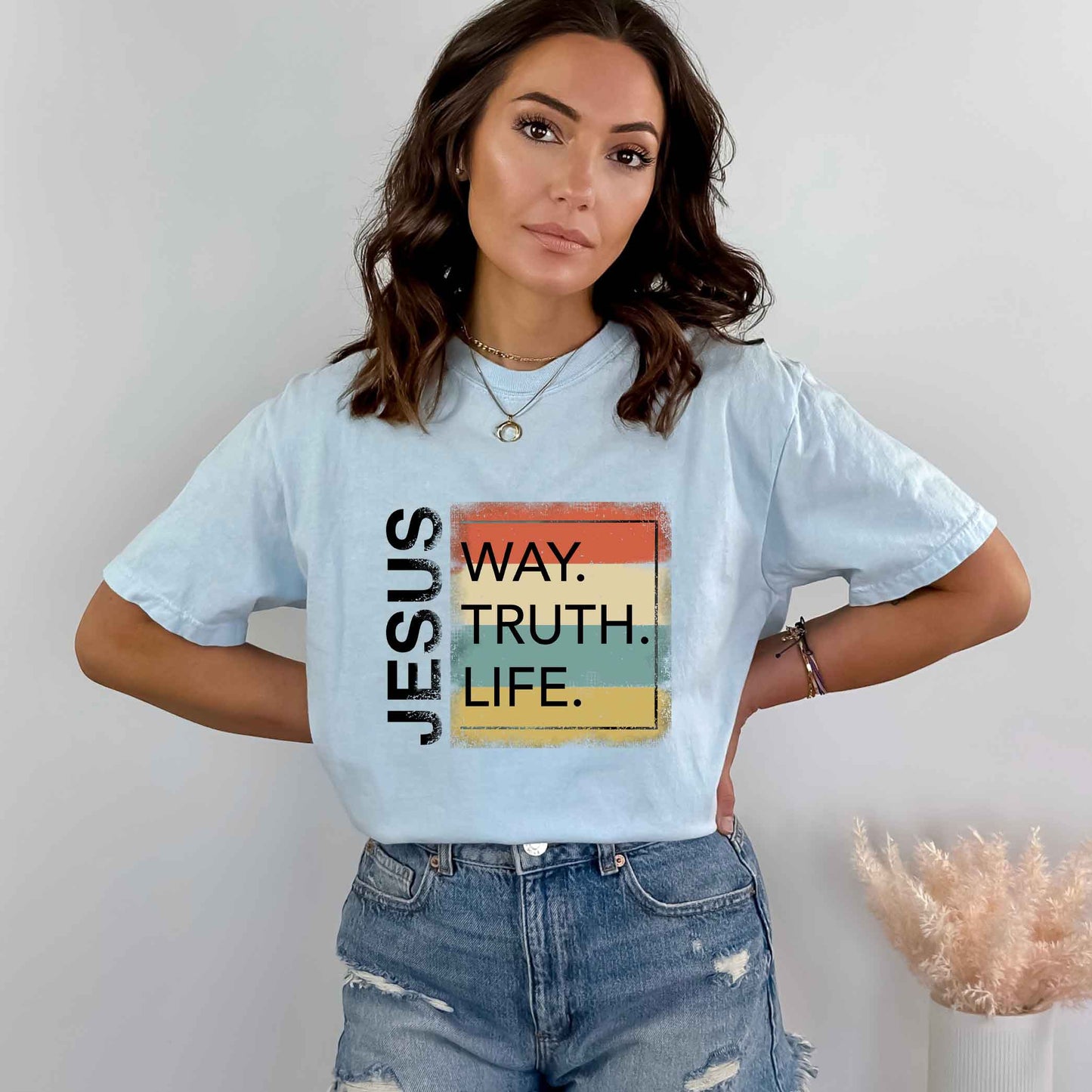 Jesus Way Truth Life Colorful | Garment Dyed Tee