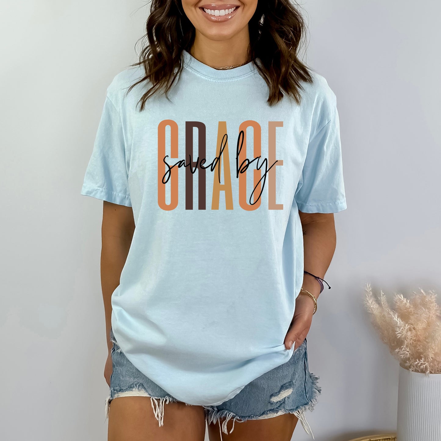 Saved By Grace Cursive | Garment Dyed Tee