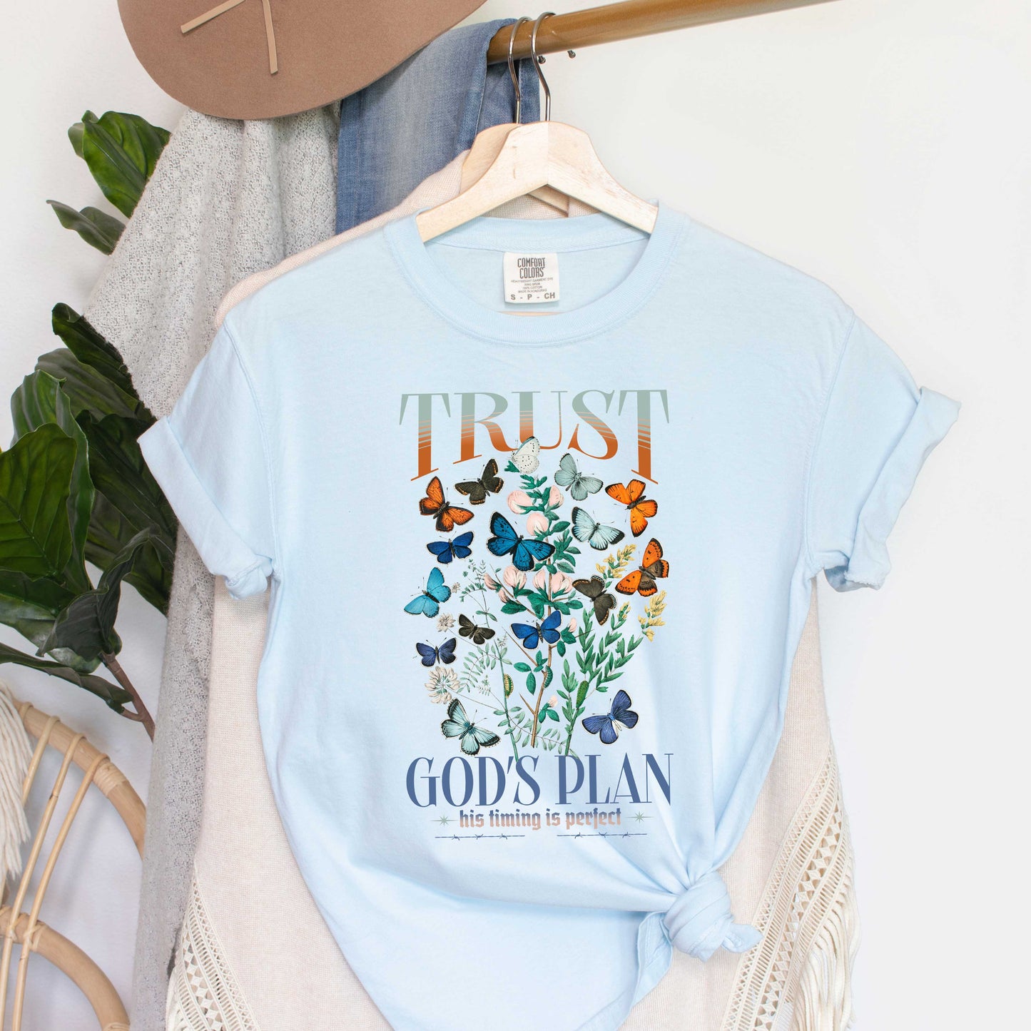 Trust God's Plan Butterflies | Garment Dyed Tee