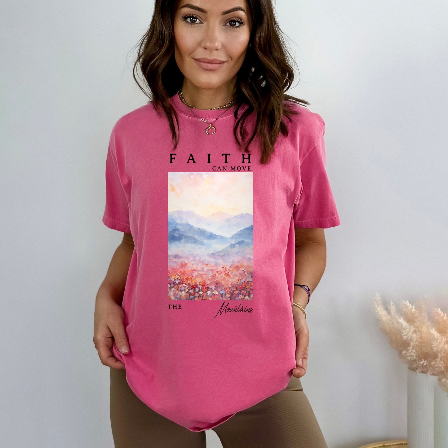 Faith Can Move Watercolor | Garment Dyed Tee