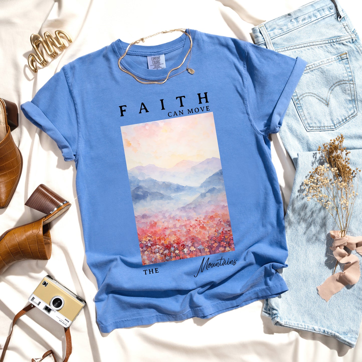 Faith Can Move Watercolor | Garment Dyed Tee