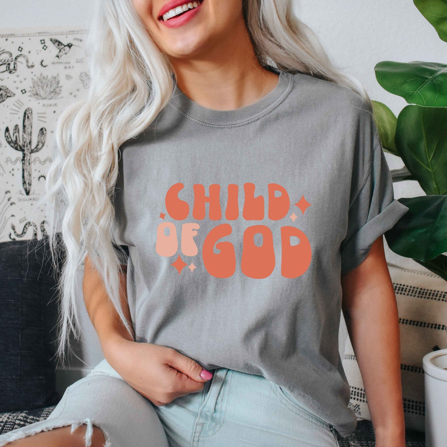 Retro I Am A Child Of God | Garment Dyed Tee