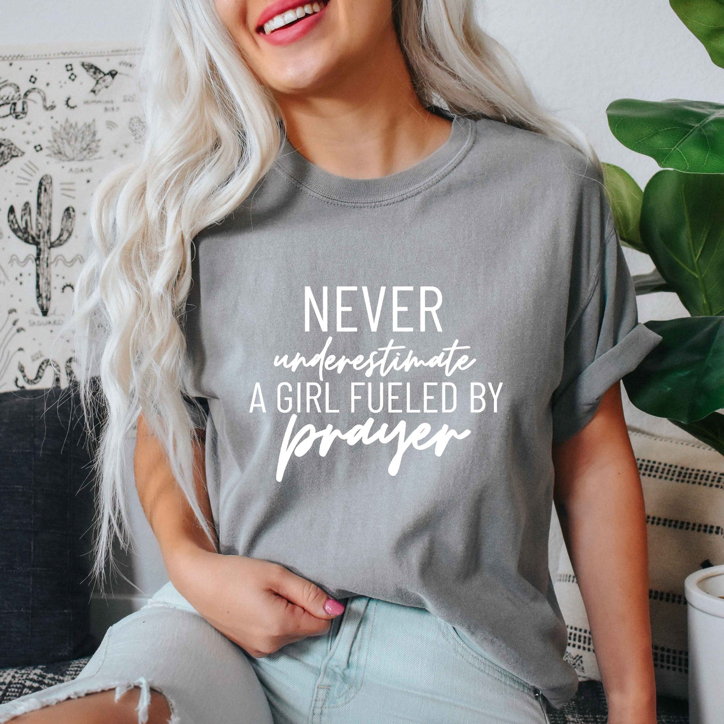 Never Underestimate A Girl | Garment Dyed Tee