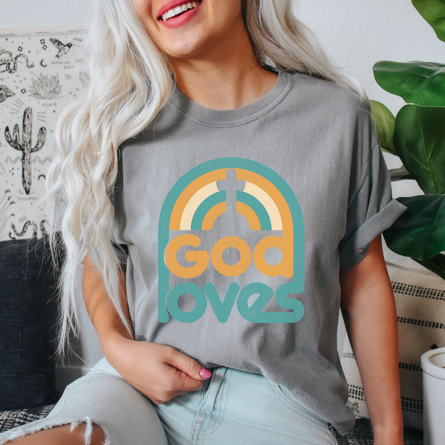 God Loves Rainbow | Garment Dyed Tee