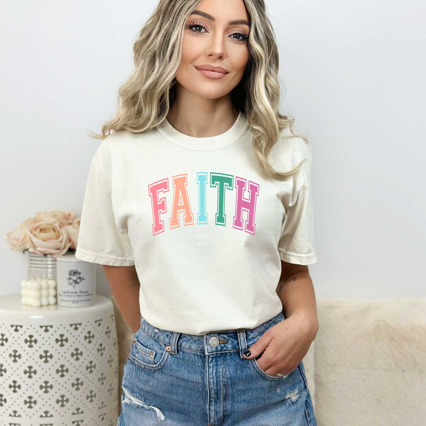 Faith Block Colorful | Garment Dyed Tee