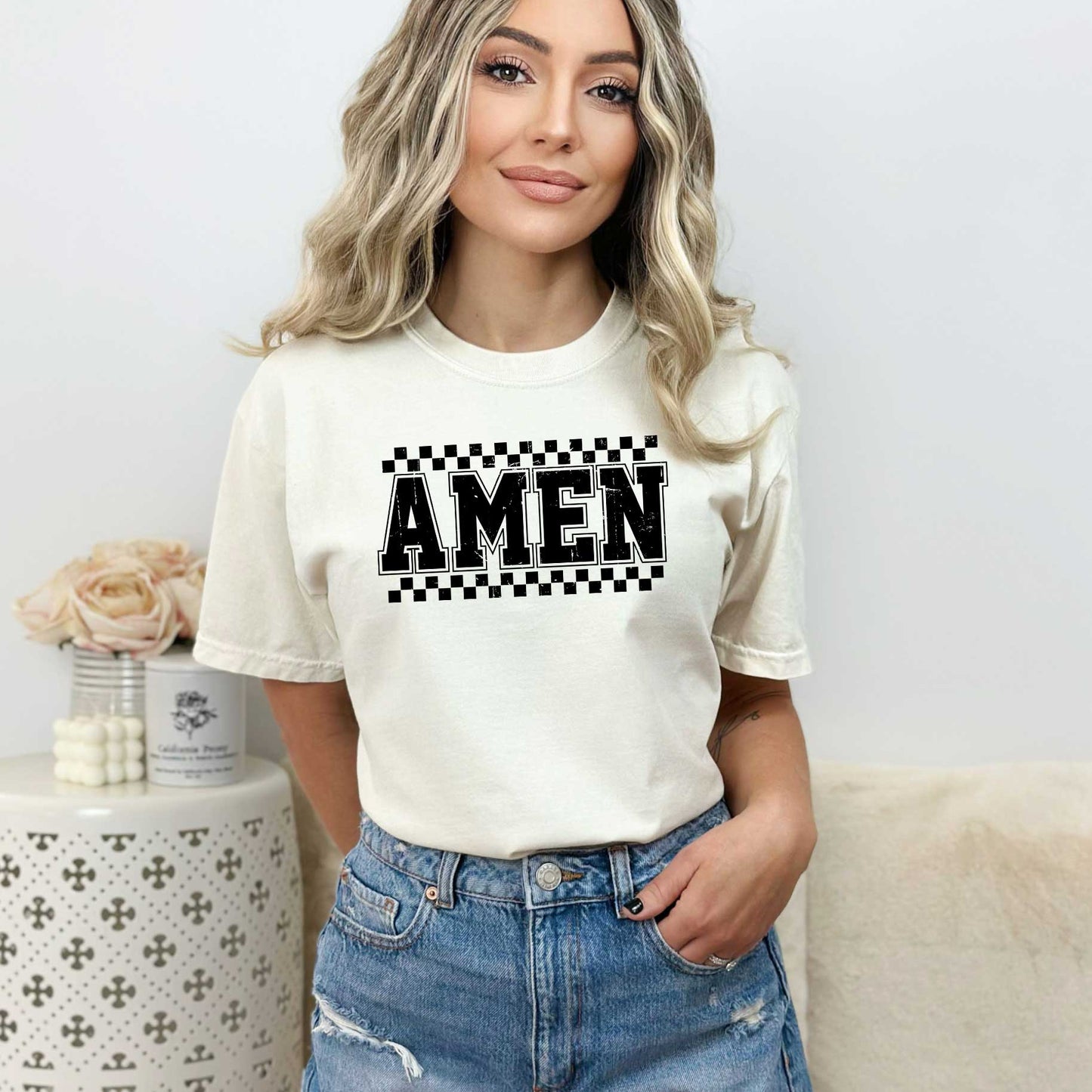 Amen Checkered | Garment Dyed Tee