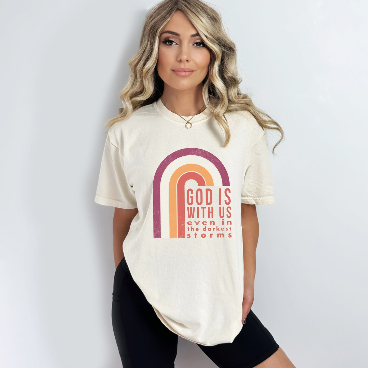 God Is With Us Rainbow | Garment Dyed Tee