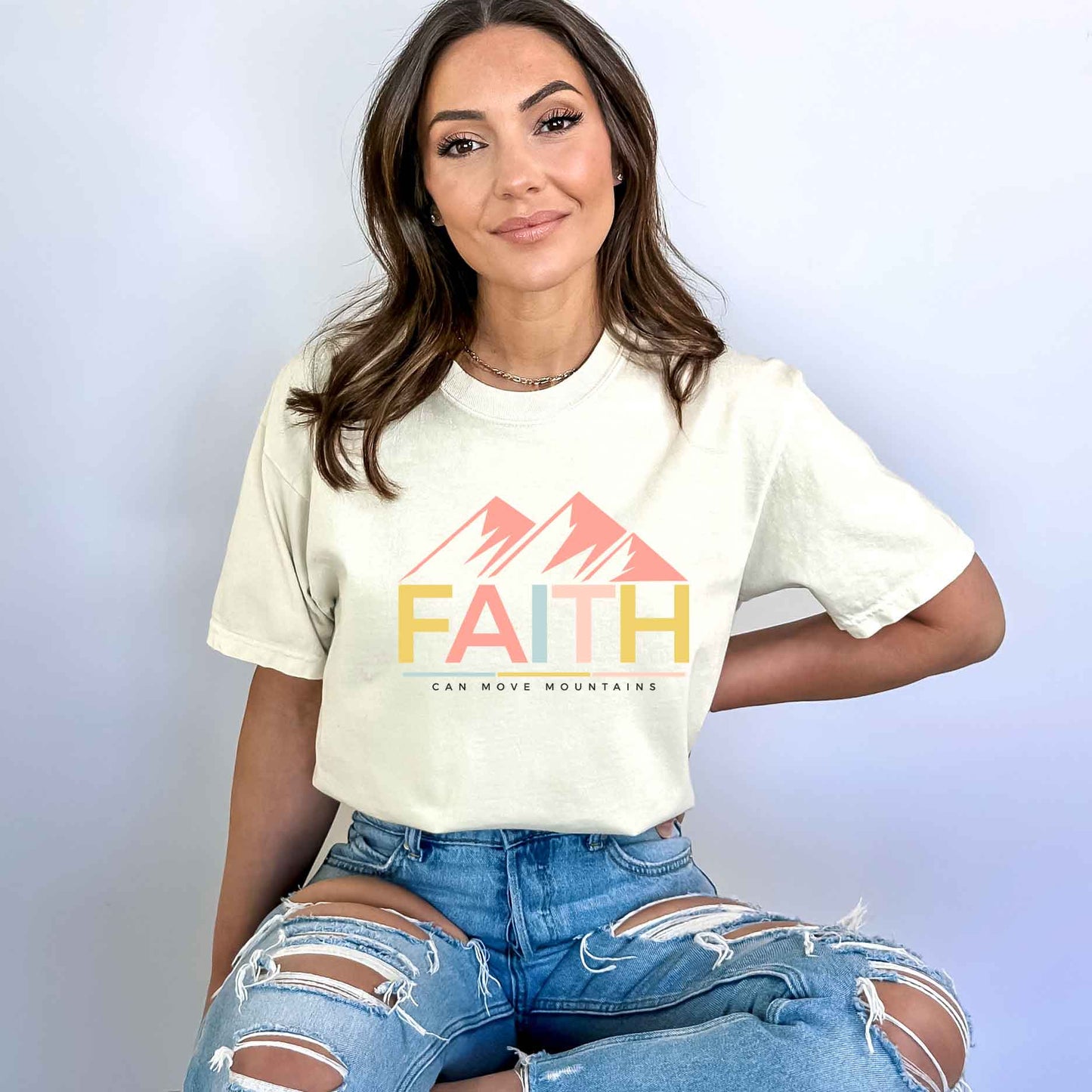 Bright Faith Can Move Mountains | Garment Dyed Tee