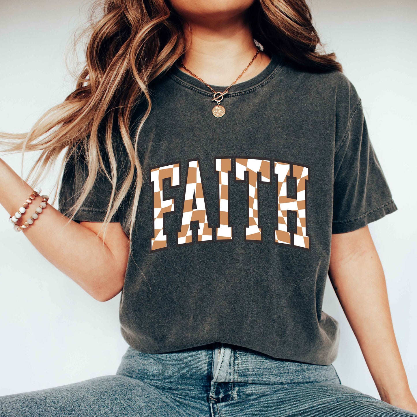 Checkered Faith | Garment Dyed Tee