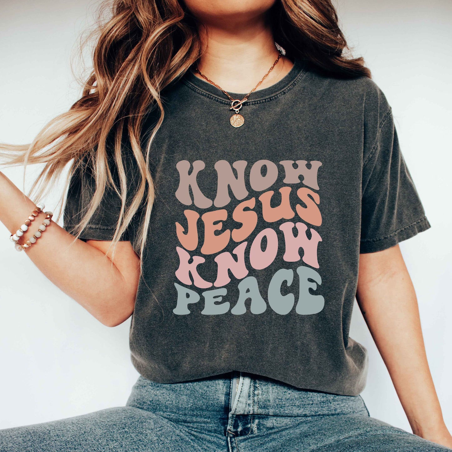 Know Jesus Know Peace Wavy | Garment Dyed Tee