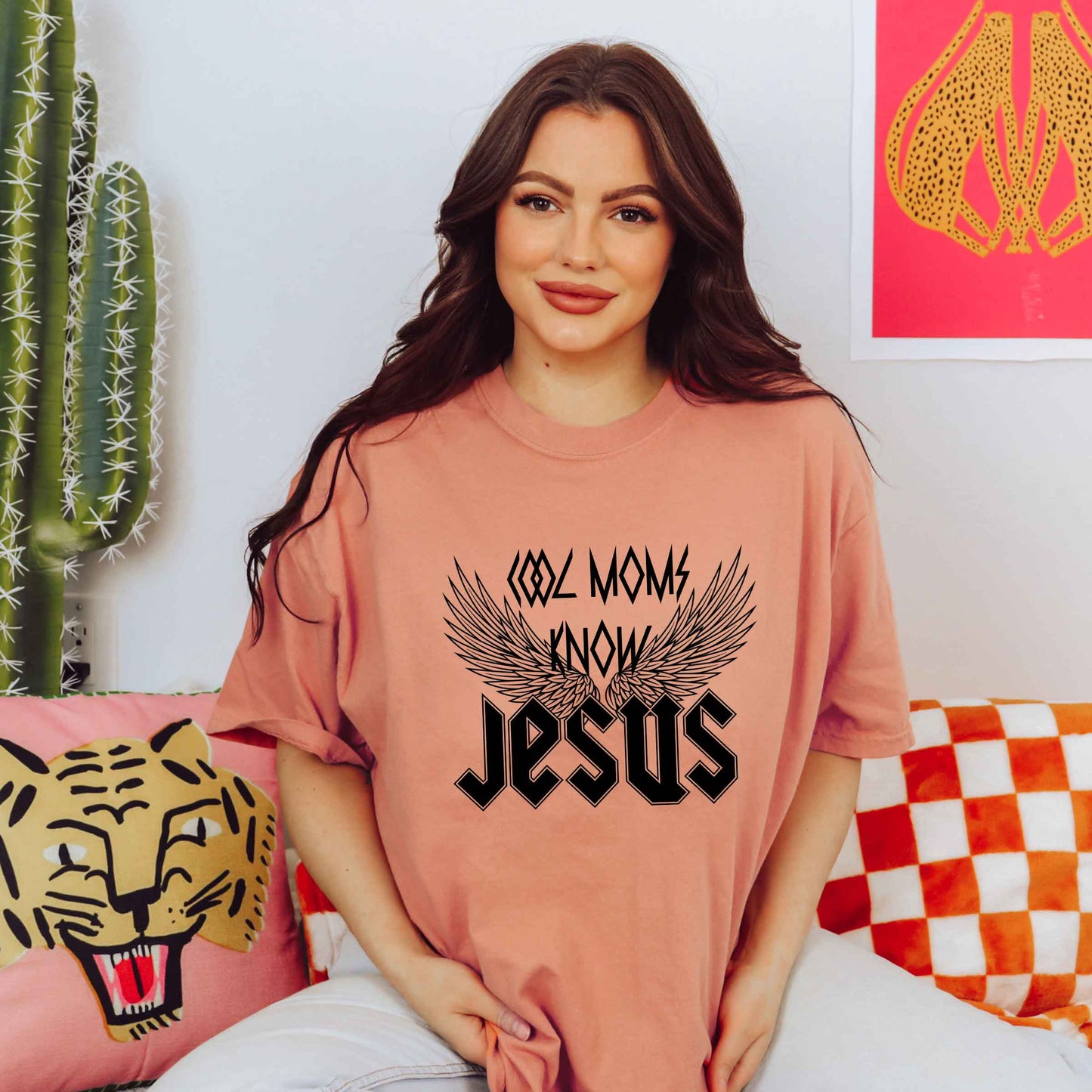 Cool Moms Know Jesus Wings | Garment Dyed Tee