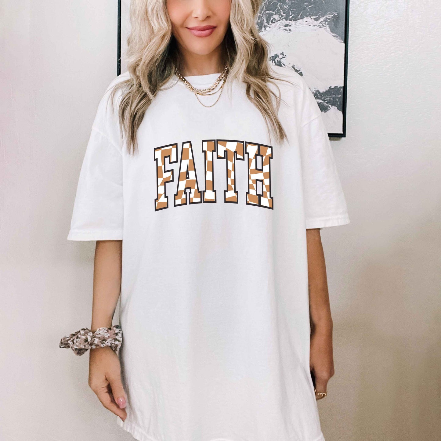 Checkered Faith | Garment Dyed Tee