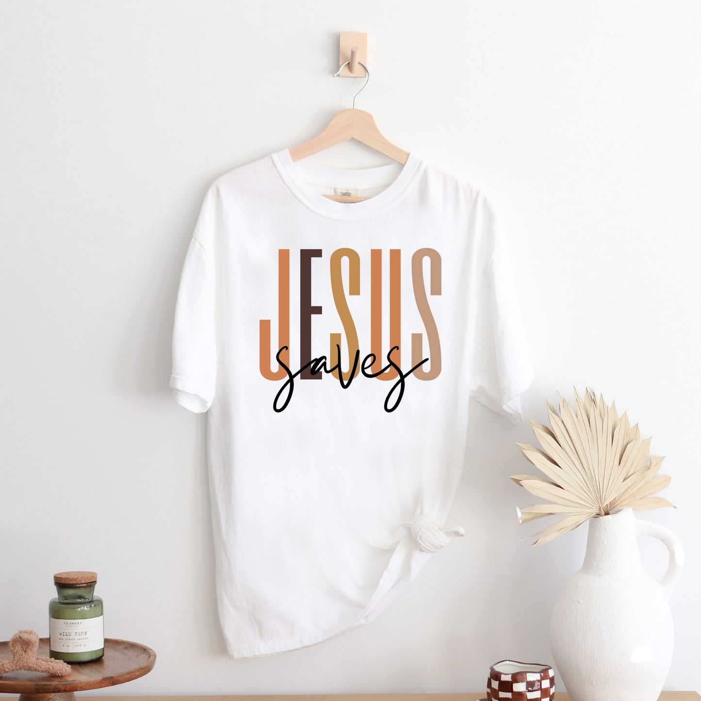 Jesus Saves Cursive | Garment Dyed Tee