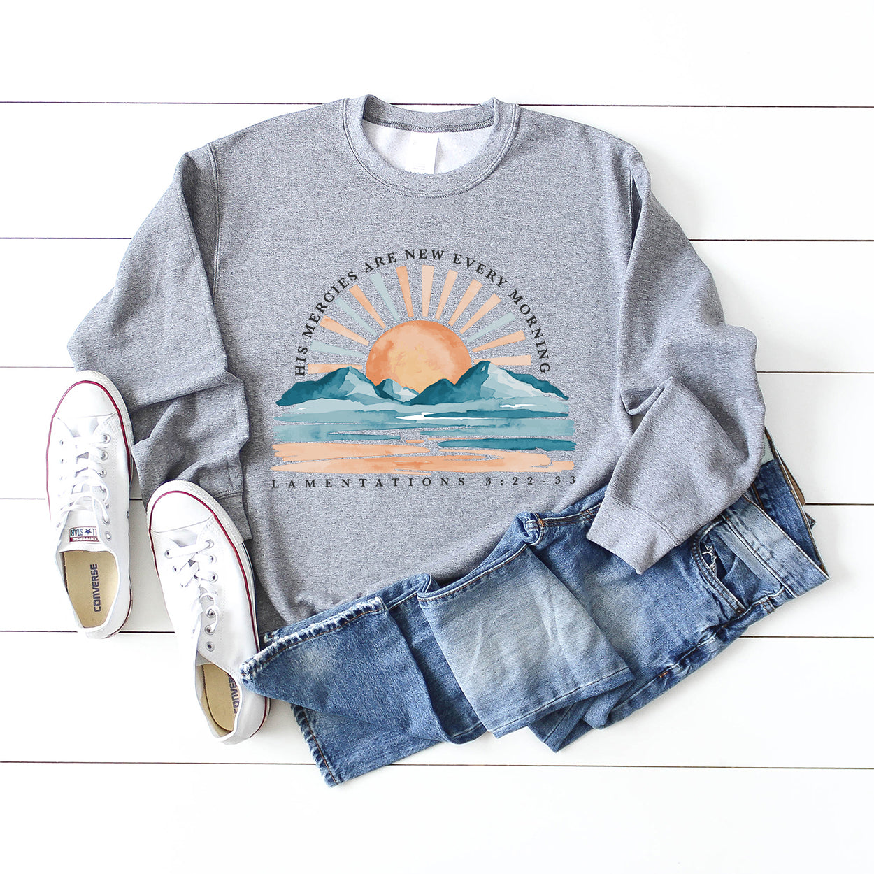 His Mercies Are New Watercolor | Sweatshirt