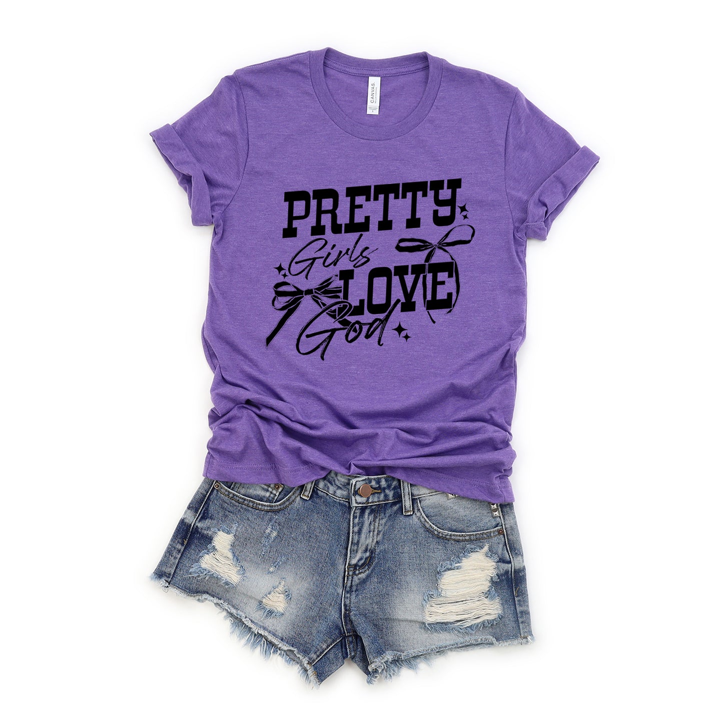 Coquette Pretty Girls Love God | Short Sleeve Crew Neck