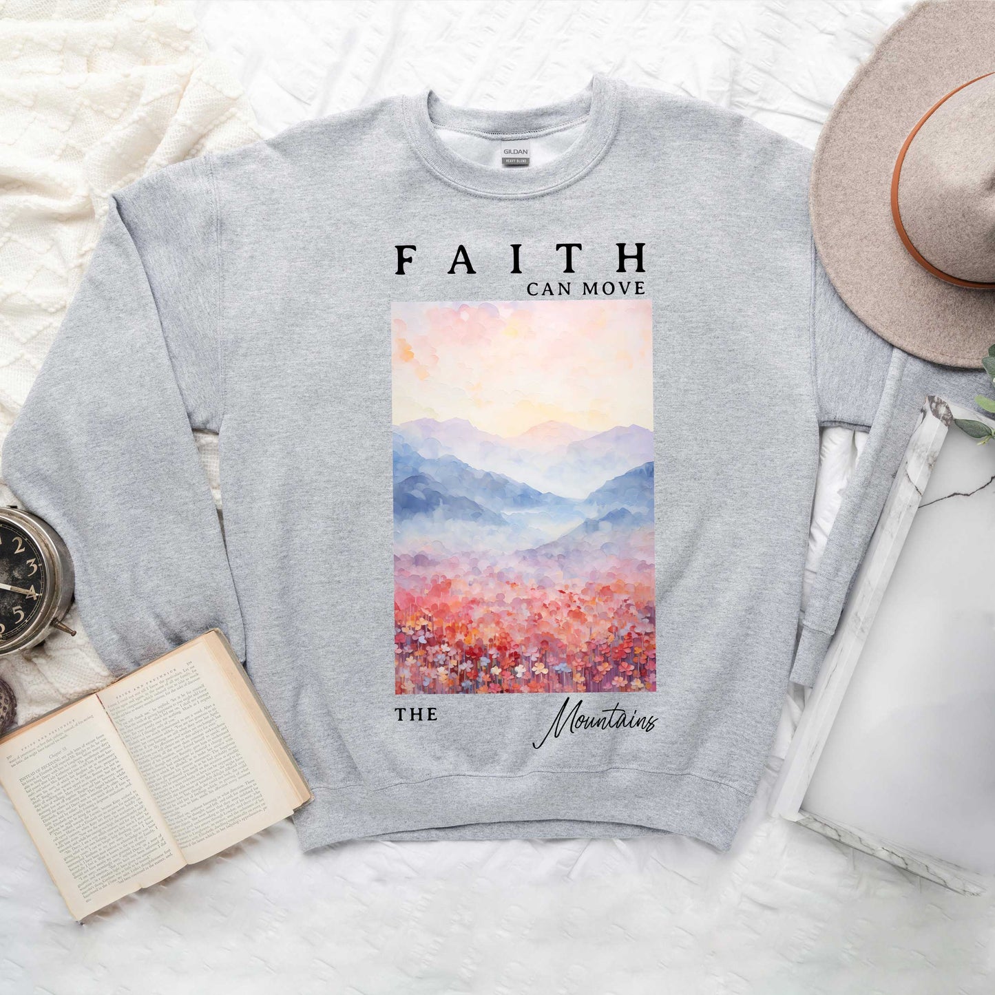 Faith Can Move Watercolor | Sweatshirt