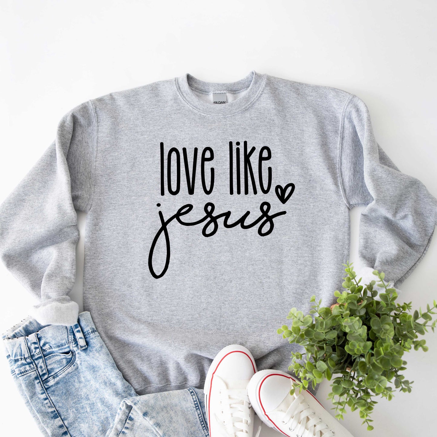 Love Like Jesus Cursive Heart | Sweatshirt