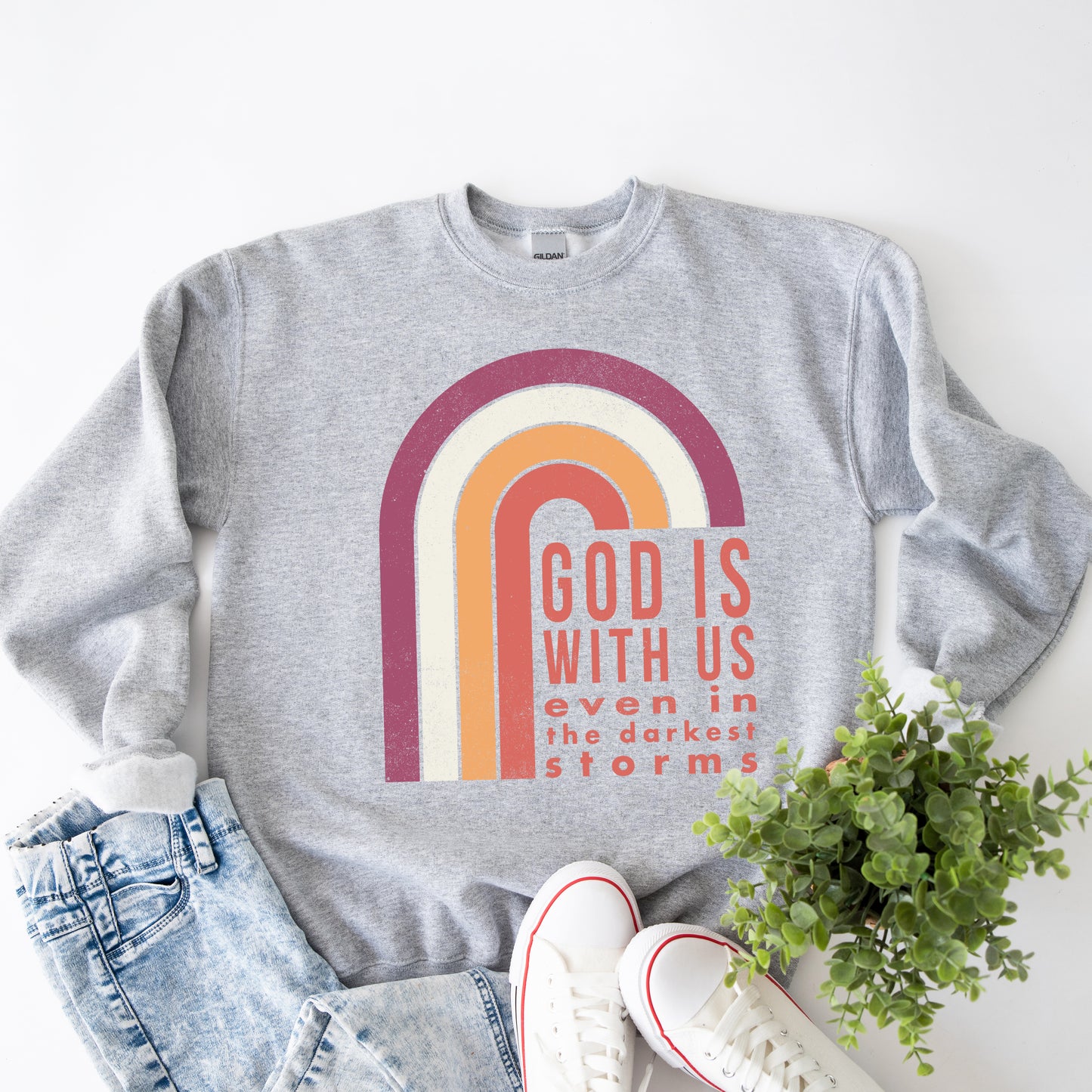 God Is With Us Rainbow | Sweatshirt