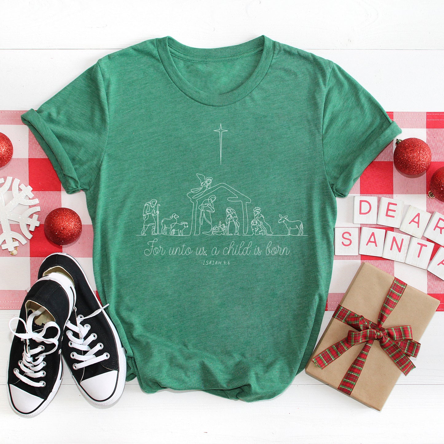 For Unto Us a Child is Born Nativity | Short Sleeve Crewneck