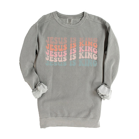 Jesus Is King Wavy | Garment Dyed Sweatshirt