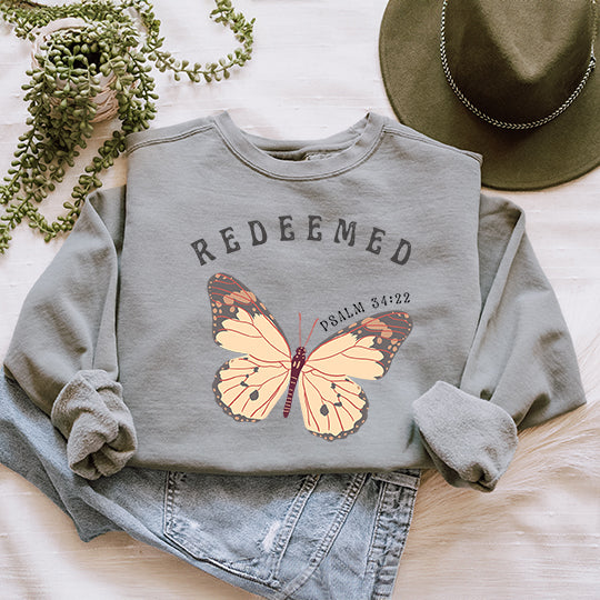 Redeemed Boho Butterfly | Garment Dyed Sweatshirt