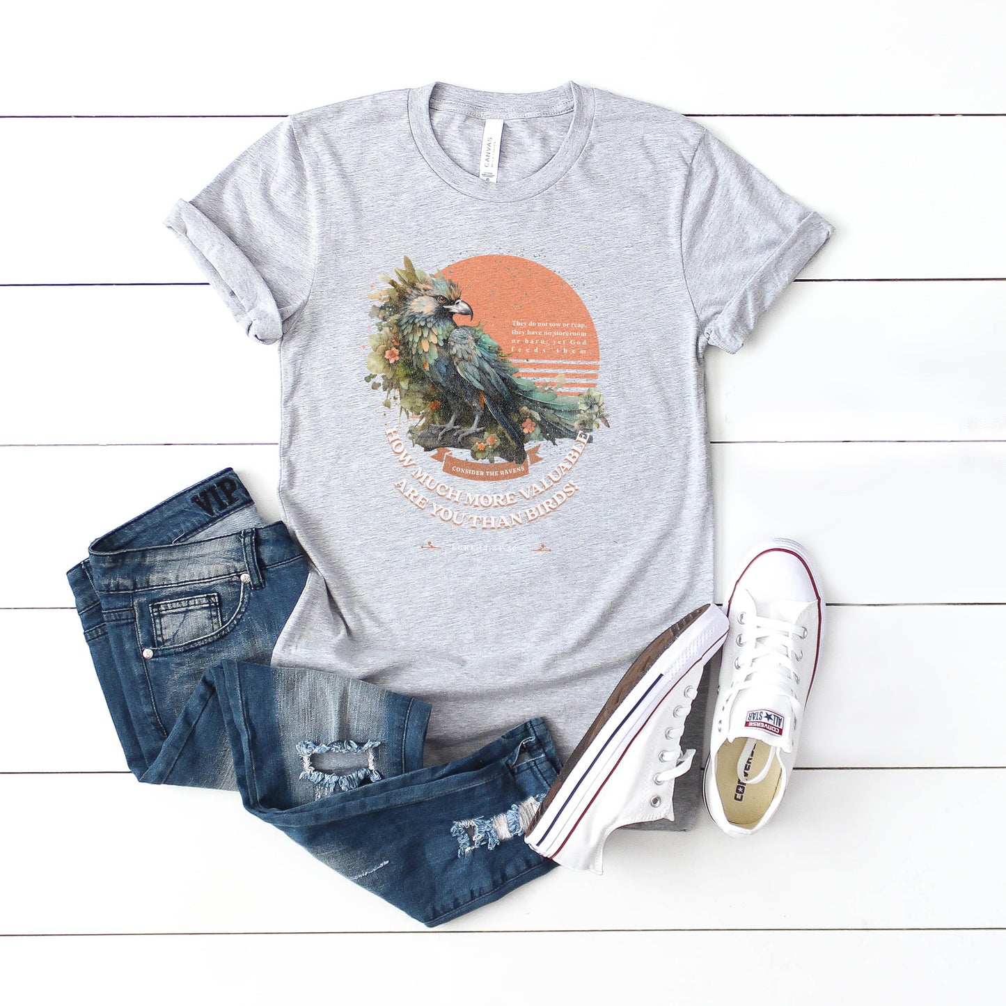 Floral Raven | Short Sleeve Crew Neck