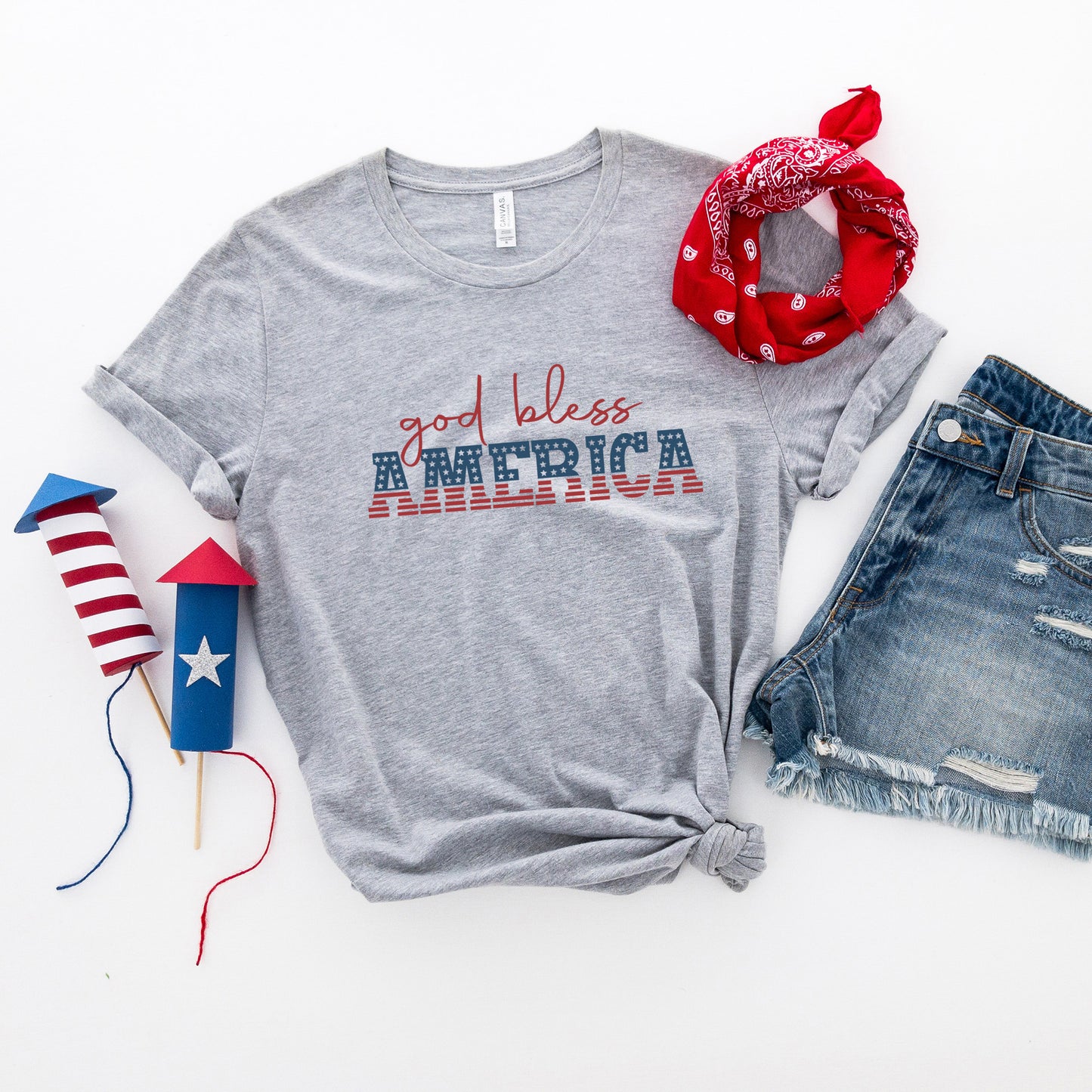 God Bless America Flag | Short Sleeve Crew Neck