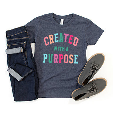 Created With A Purpose Colorful Youth Short Sleeve Crew