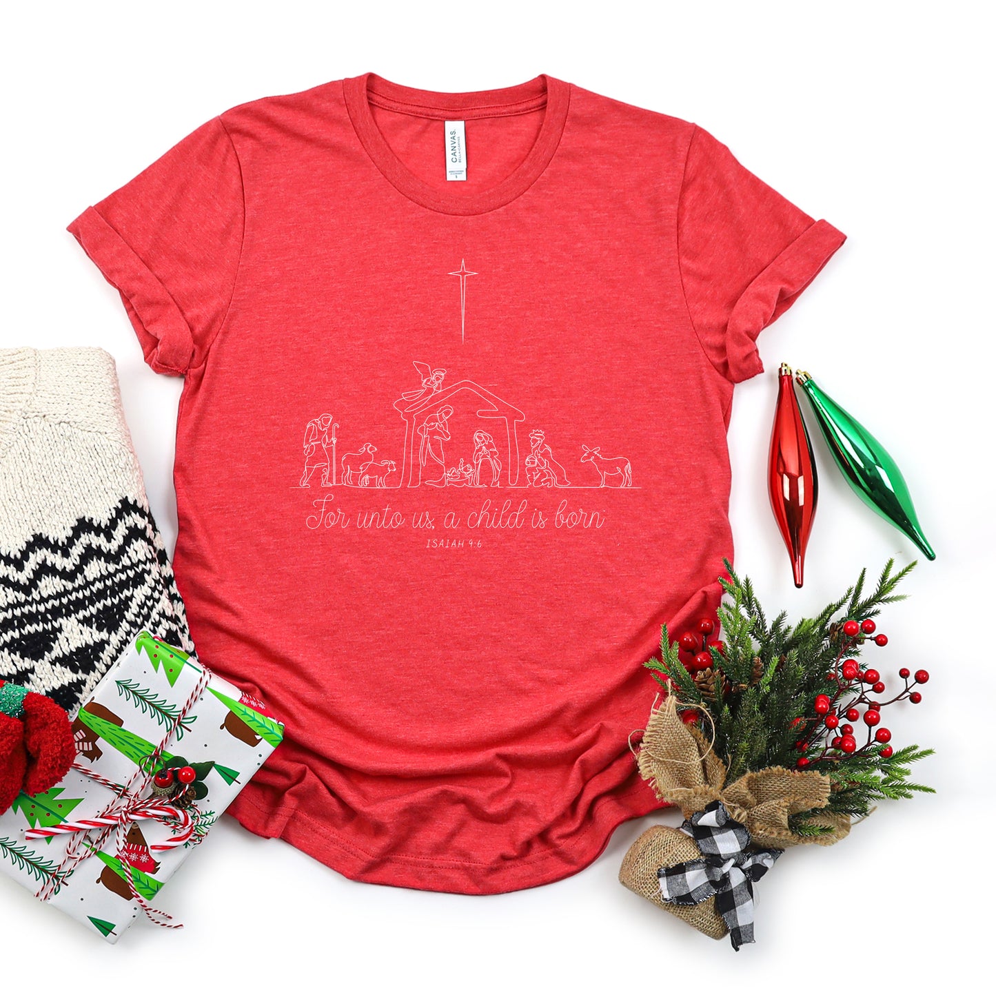 For Unto Us a Child is Born Nativity | Short Sleeve Crewneck