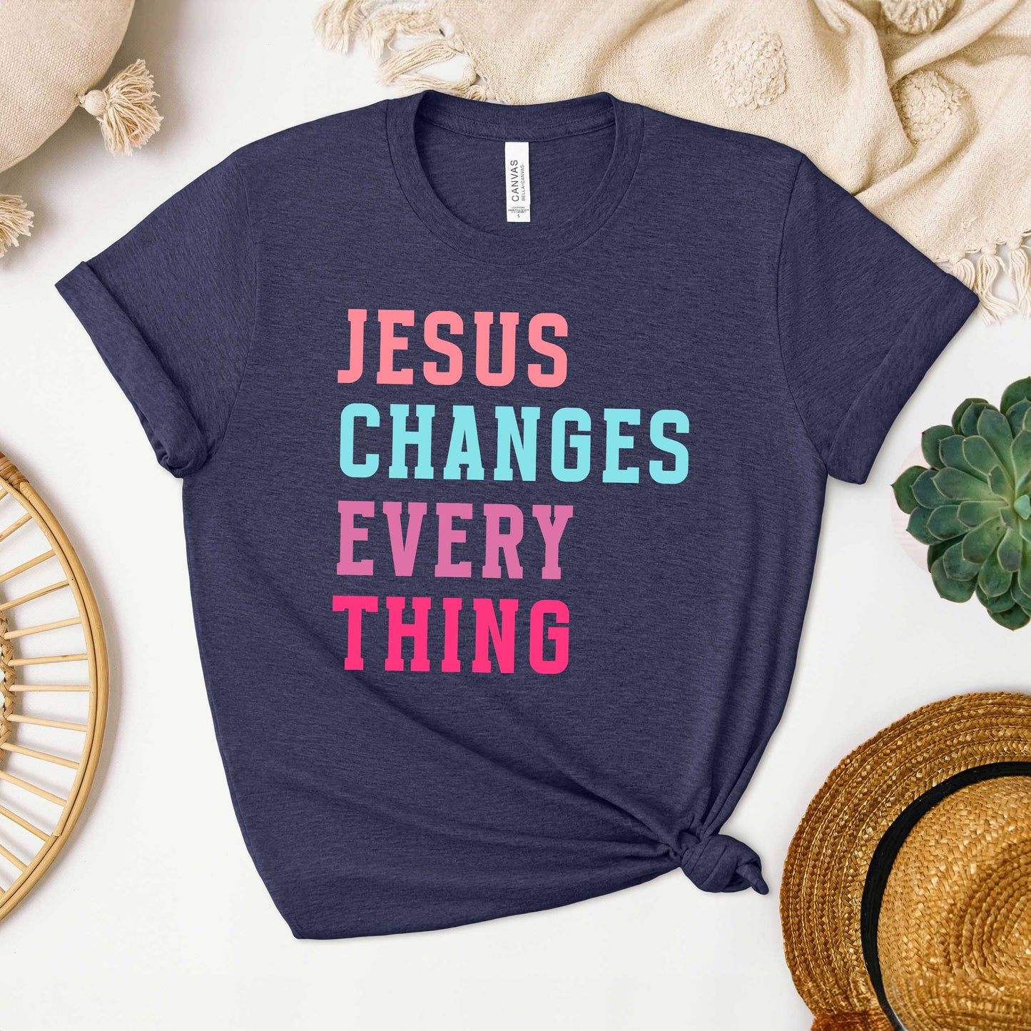 Jesus Changes Block Colorful | Short Sleeve Crew Neck