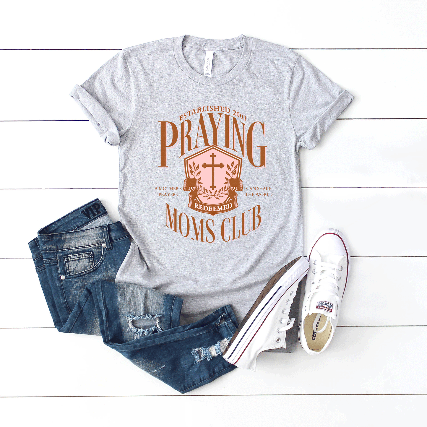 Praying Moms Club Cross | Short Sleeve Crew Neck