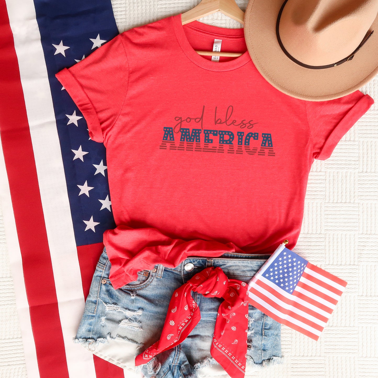 God Bless America Flag | Short Sleeve Crew Neck