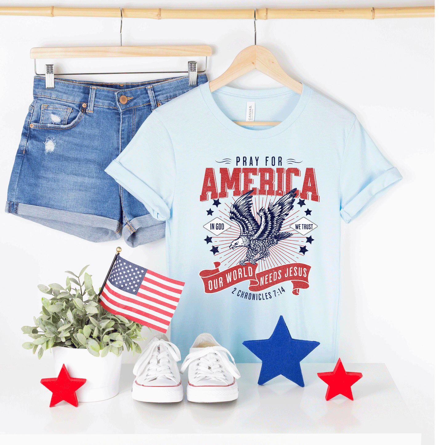 Pray For America | Short Sleeve Crew Neck