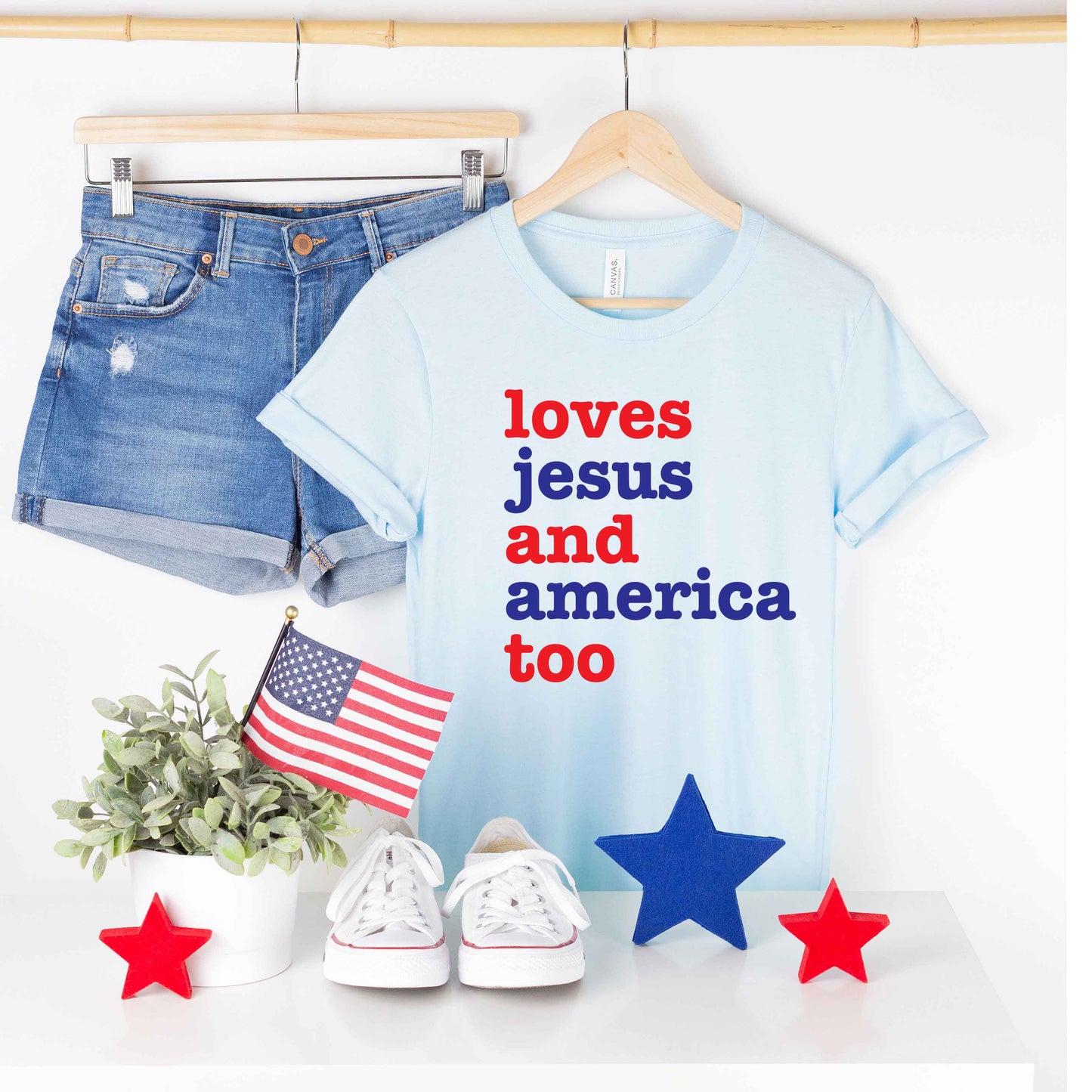 Loves Jesus and America | Short Sleeve Crew Neck