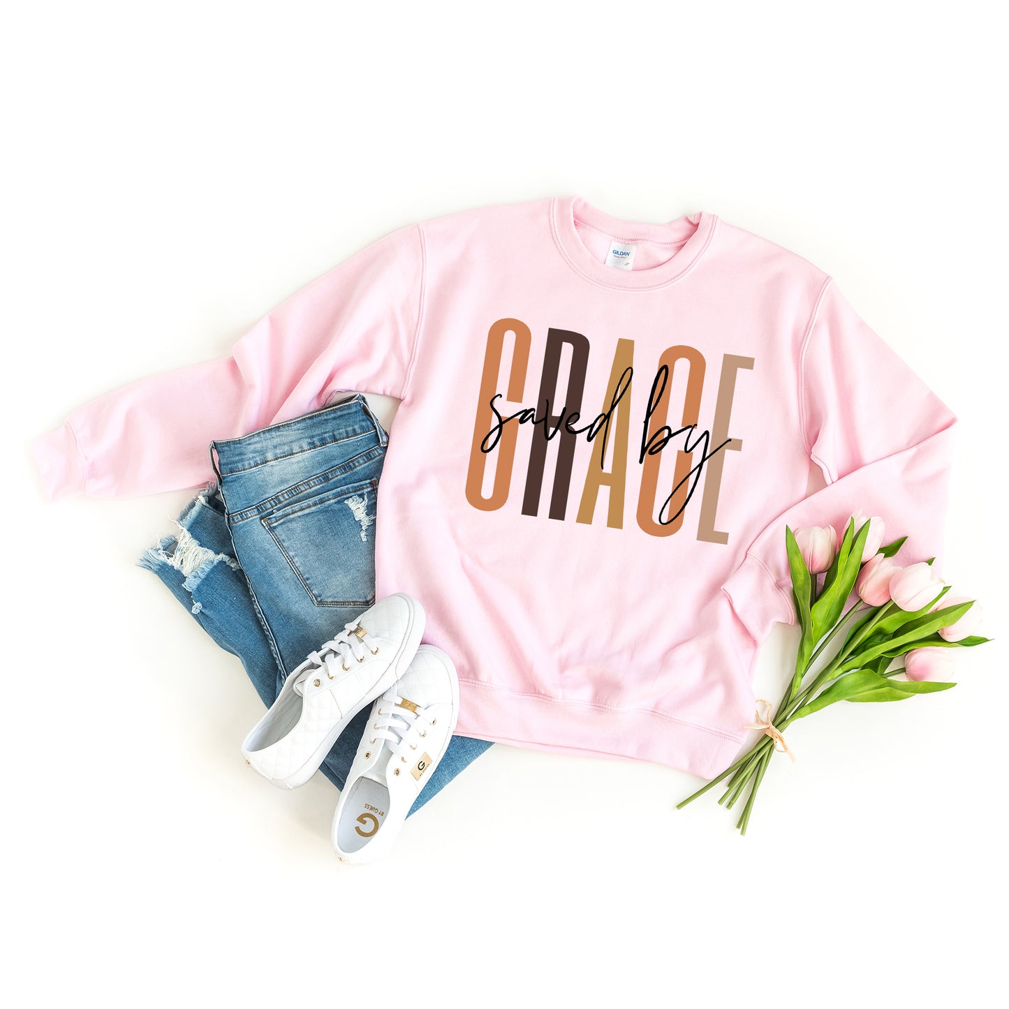 Saved By Grace Cursive | Sweatshirt