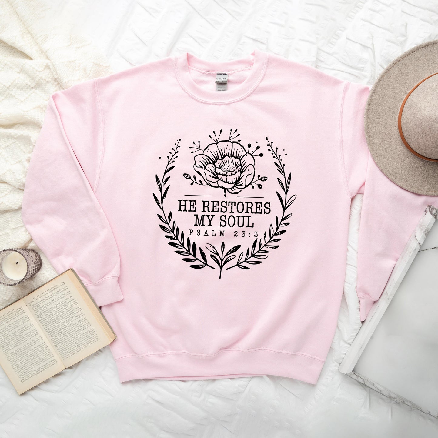 He Restores My Soul Distressed| Graphic Sweatshirt