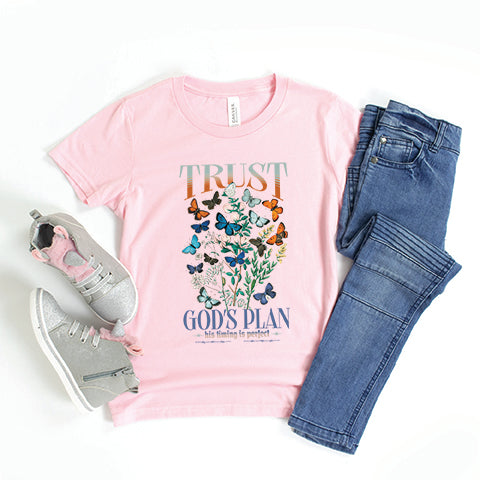 Trust God's Plans Butterflies Youth Short Sleeve Crew