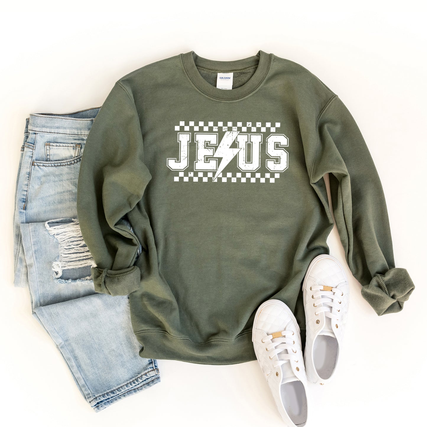 Jesus Checkered Bolt | Sweatshirt