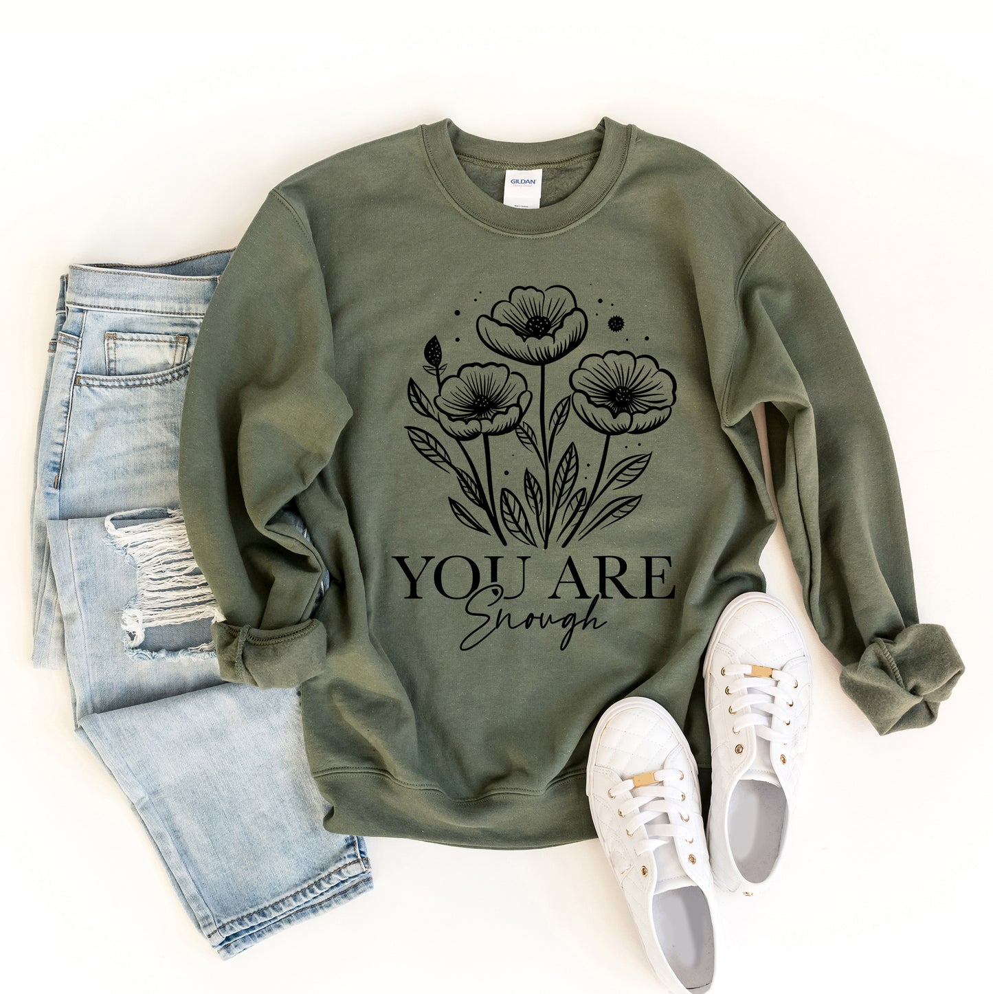 You Are Enough Floral | Graphic Sweatshirt