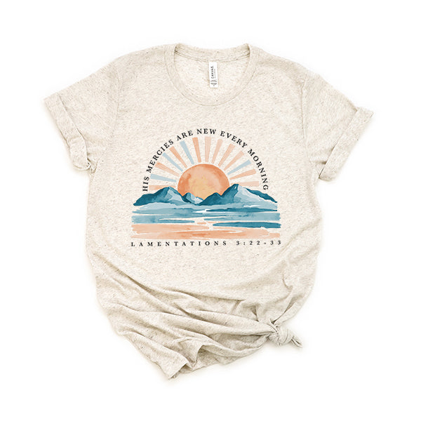 His Mercies Are New Watercolor | Short Sleeve Crew Neck