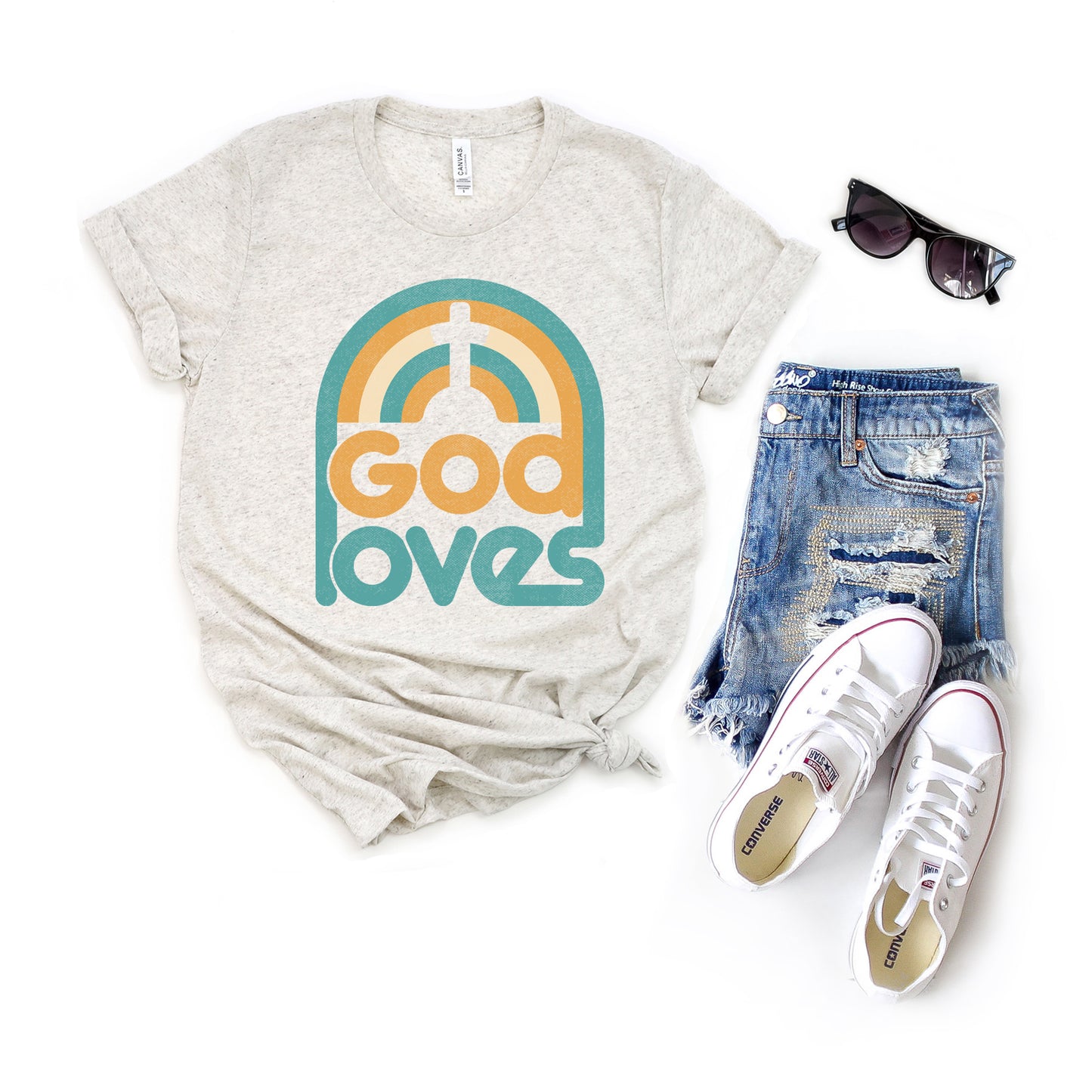 God Loves Rainbow | Short Sleeve Crew Neck