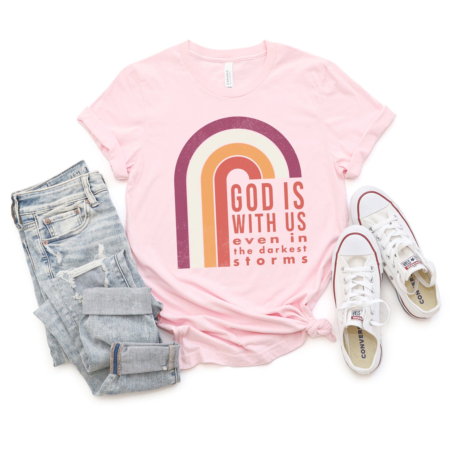 God Is With Us Rainbow | Short Sleeve Crew Neck