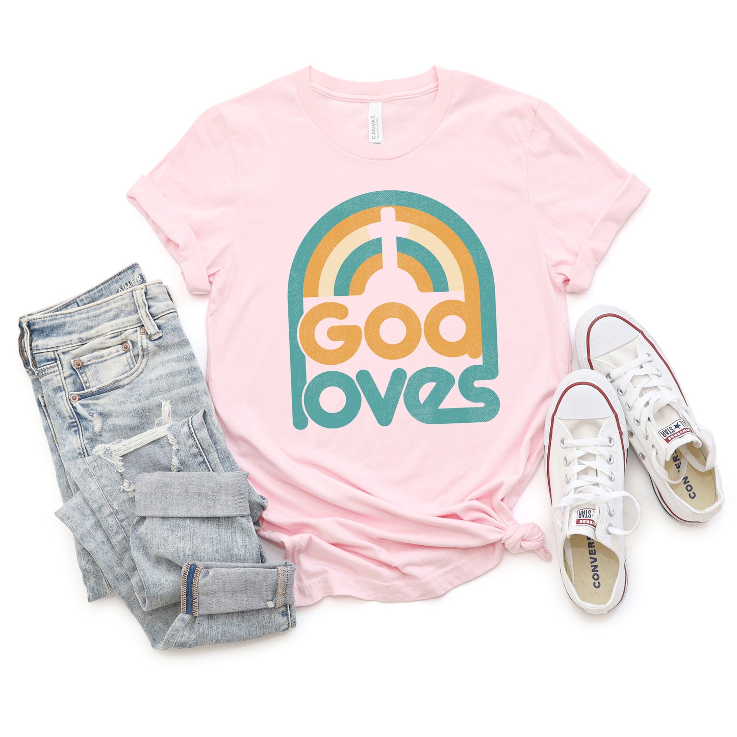 God Loves Rainbow | Short Sleeve Crew Neck