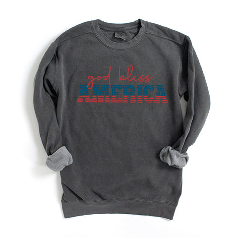 God Bless America Flag | Garment Dyed Sweatshirt