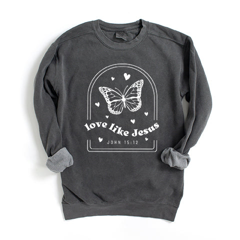 Love Like Jesus Butterfly | Garment Dyed Sweatshirt