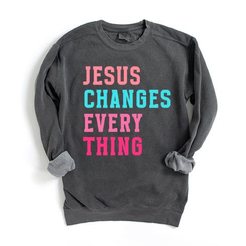 Jesus Changes Block Colorful | Garment Dyed Sweatshirt