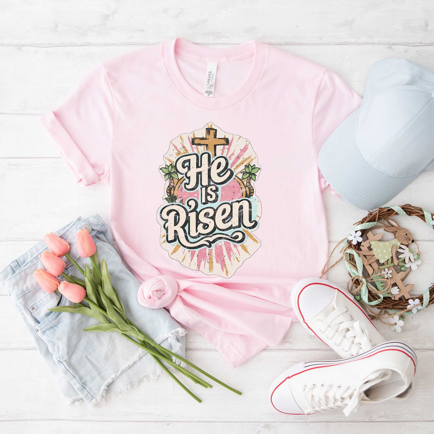 He Is Risen Distressed | Short Sleeve Crew Neck